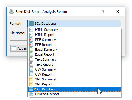 DiskBoss Save SQL Database Reports