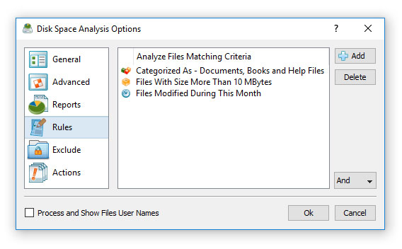 Disk Space Analysis Rules