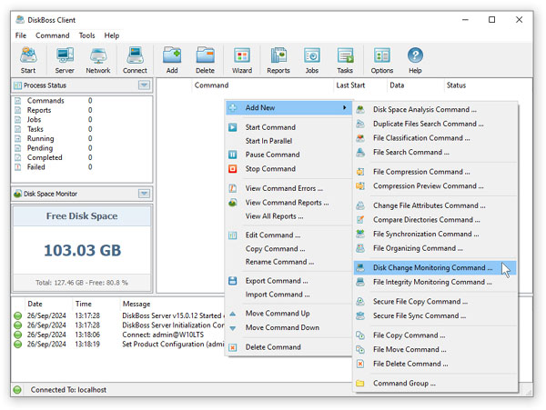 Add Disk Change Monitoring Command