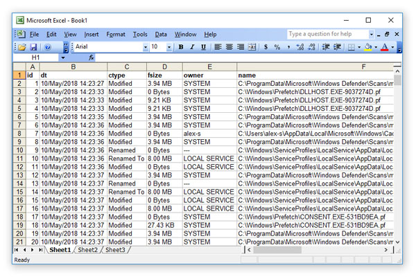 File System Changes in Microsoft Excel