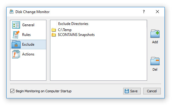 Disk Change Monitoring Exclude Directories