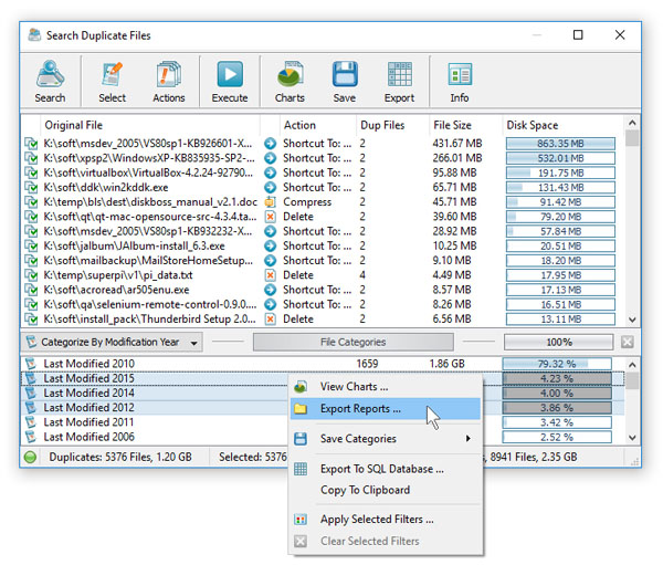 Batch Duplicate Files Search Reports