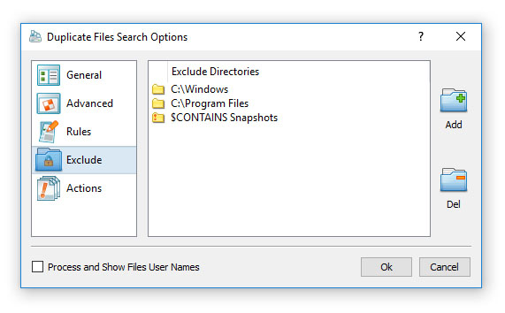 DiskBoss Duplicate Files Exclude Directories