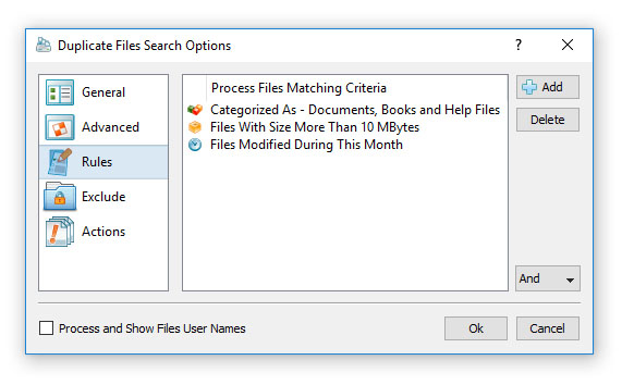 DiskBoss Duplicate Files Rules