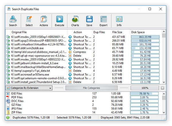 DiskBoss Duplicate Files Results
