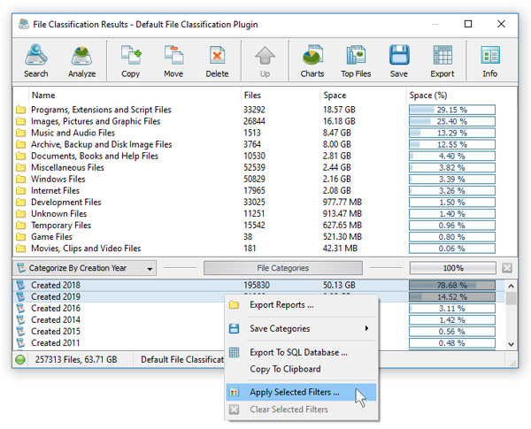 DiskBoss File Classification Apply File Filters