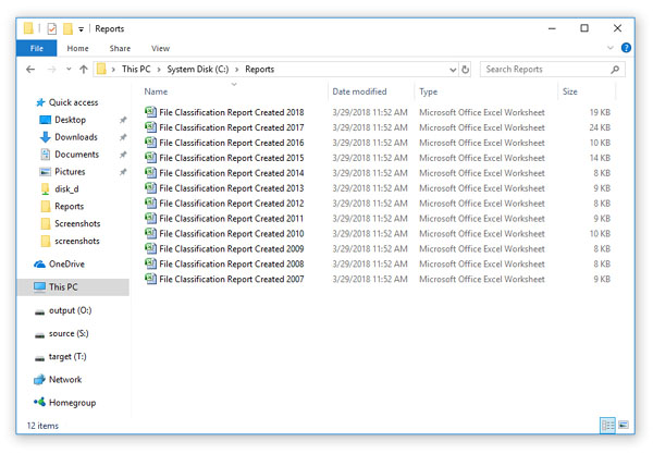 Batch File Classification Reports Output