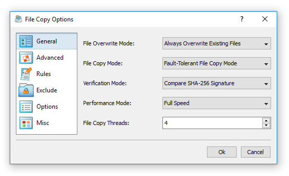 DiskBoss File Copy Options