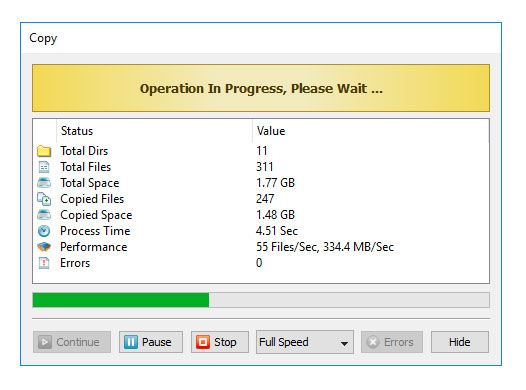 DiskBoss File Copy Progress
