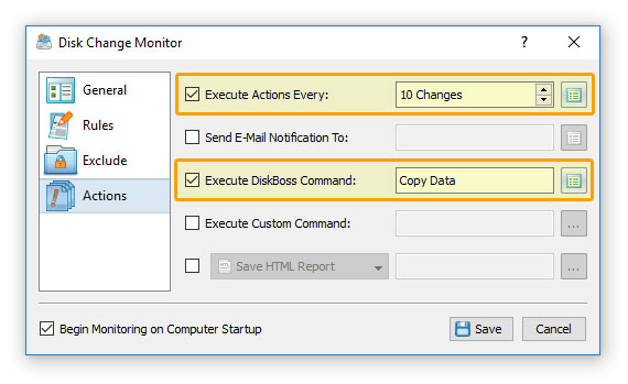 DiskBoss File Copy Server Monitor Actions