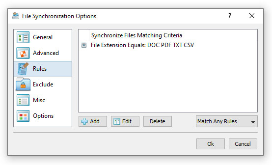 File Synchronization Rules Extensions