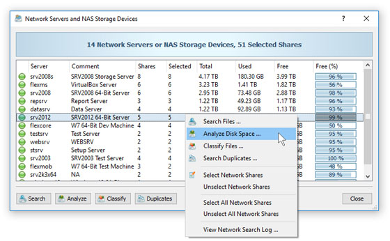 Search Network Servers and NAS Storage Devices