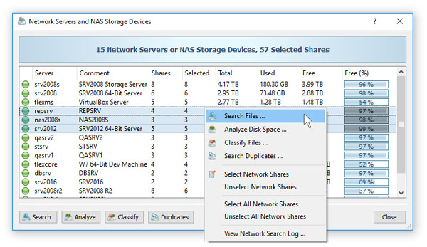 Search Files in Network Servers and NAS Storage Devices