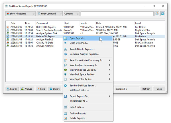 DiskBoss Reports Dialog